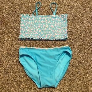 Really pretty light blue flowery bathing suit